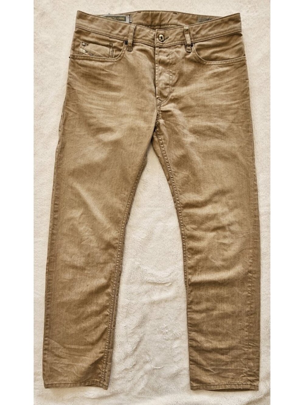 DIESEL Waykee 0816N Jeans Size 32 Men's (W34) Beige Denim Straight